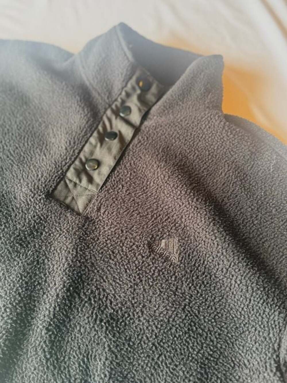 Adidas Cropped Sherpa Fleece Pullover Black Snap Mock Neck — Women's Size Large - Picture 3 of 8
